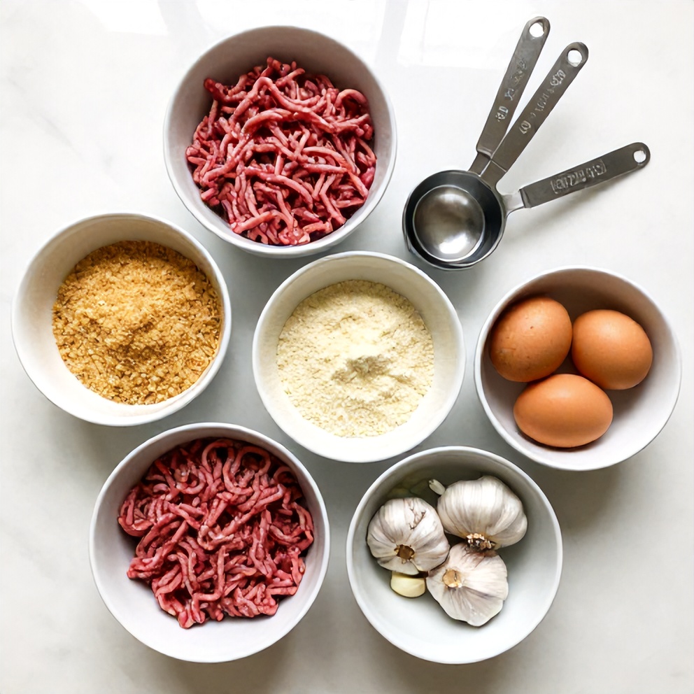 Raw ingredients for Amish hamburger steak bake