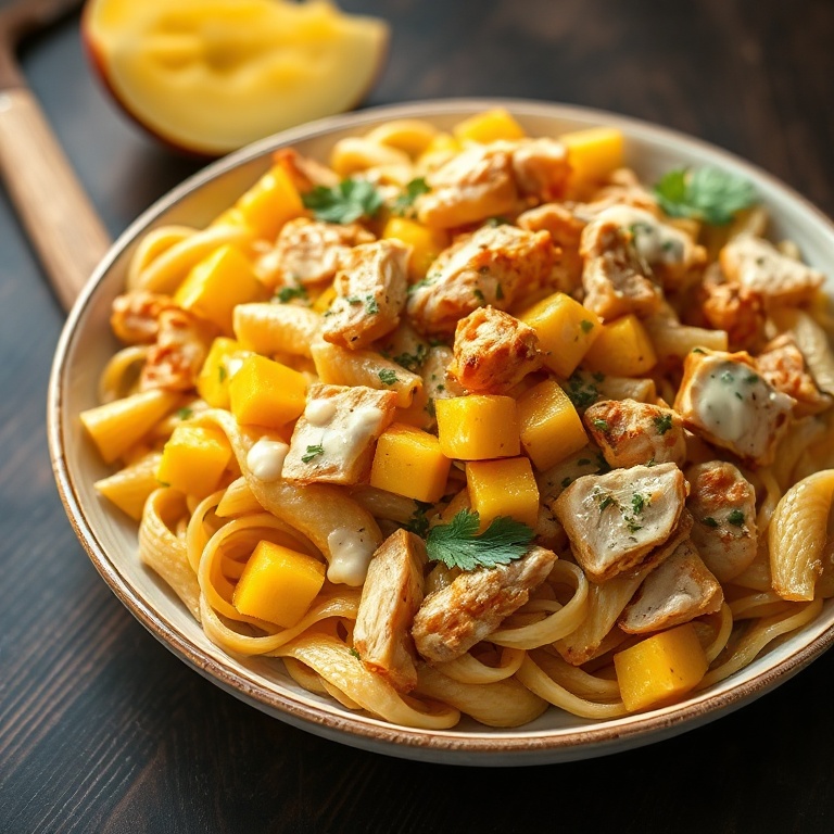 best crispy mango chicken pasta salad