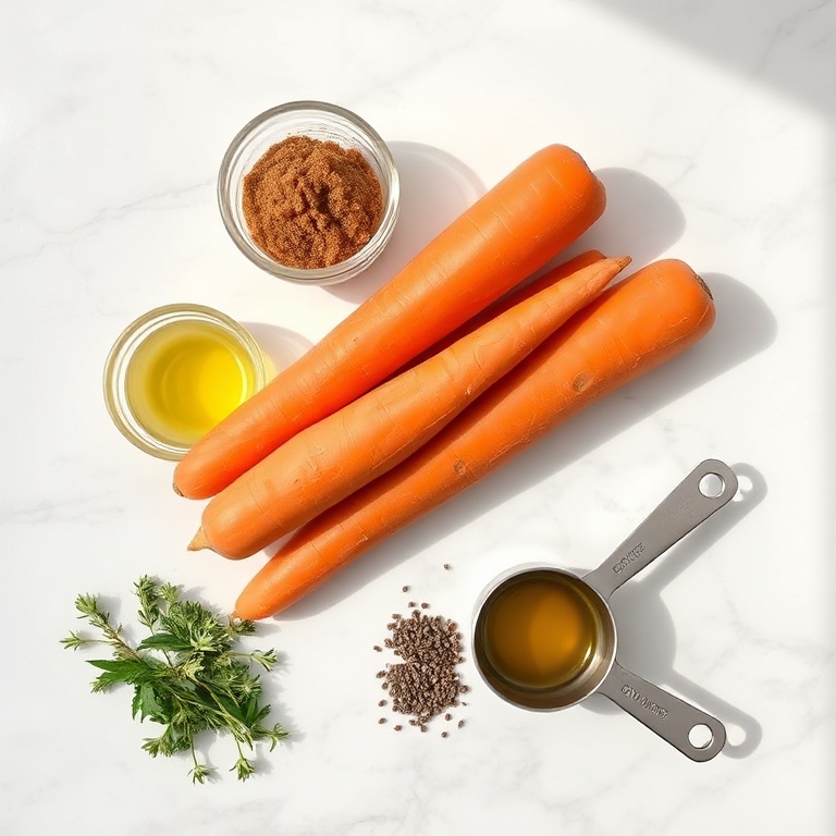 Raw carrots, brown sugar, olive oil, thyme, lemon zest