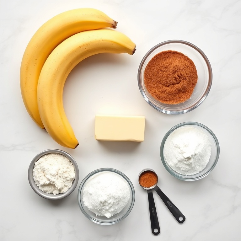 Raw ingredients for cinnamon banana bread