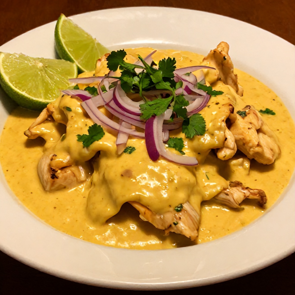 Plated Creamy Ají Amarillo Chicken