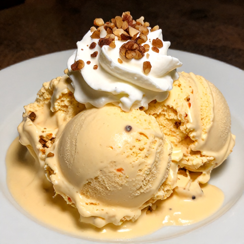 Plated Serving of Carrot Cake Ice Cream