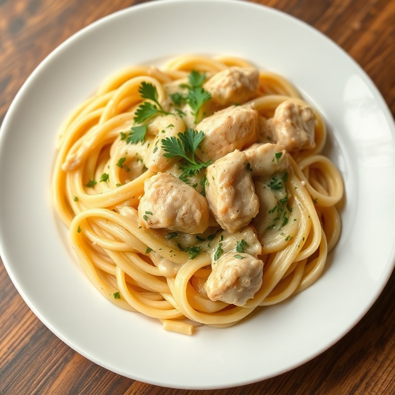 Perfectly plated Creamy Marry Me Chicken Pasta with parsley