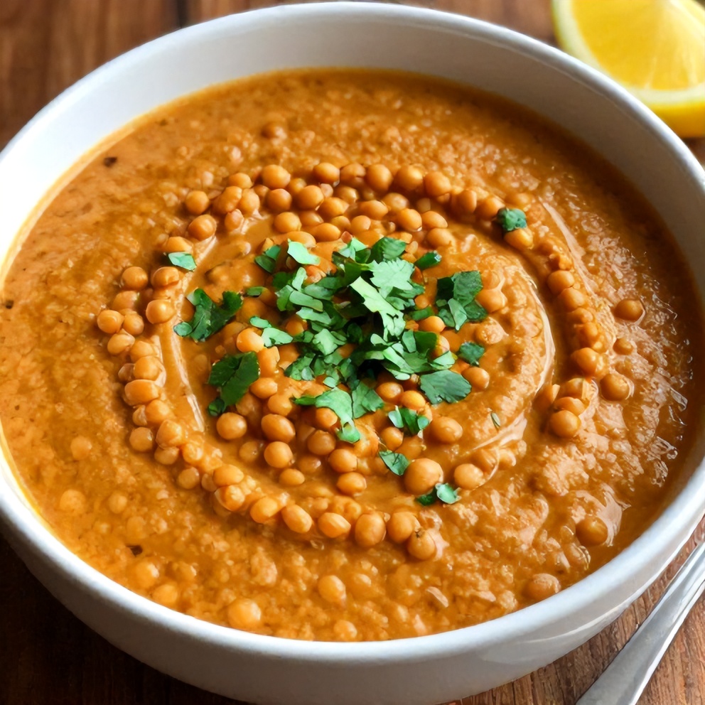 Creamy Moroccan Harissa Lentil Soup
