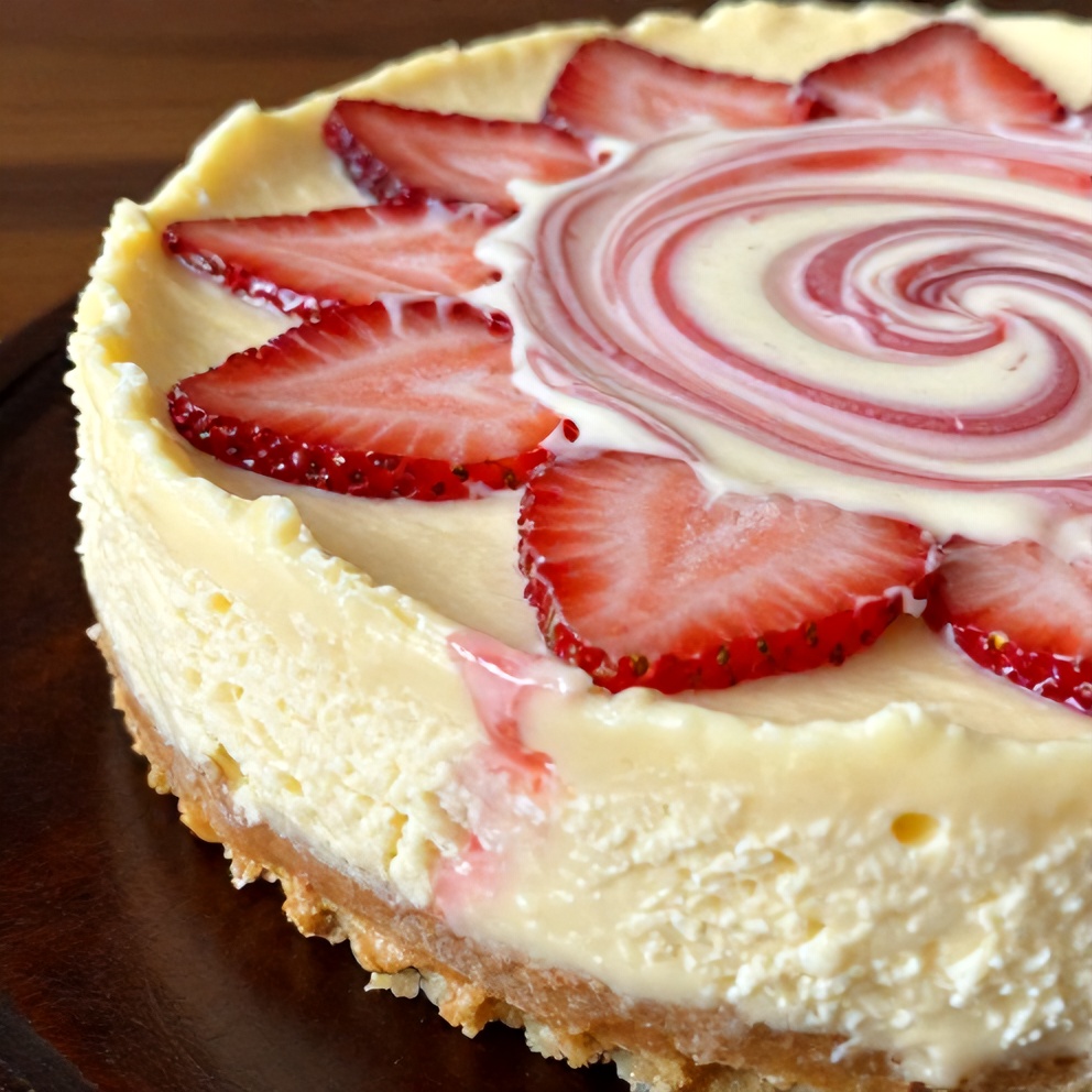 Creamy Strawberry Swirl Cheesecake