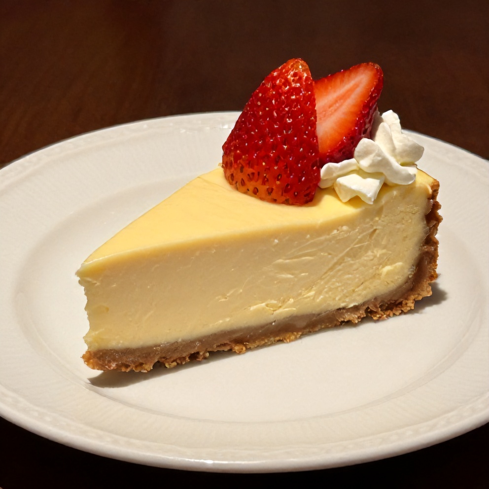 Sliced Creamy Strawberry Swirl Cheesecake