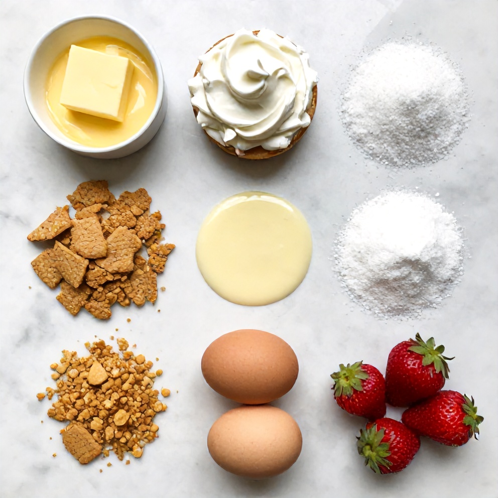 Creamy Strawberry Swirl Cheesecake Ingredients