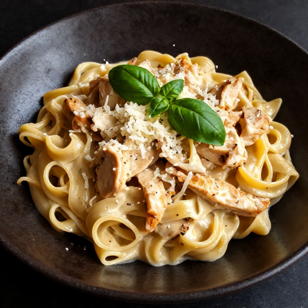 Plated Creamy Tuscan Chicken Pasta