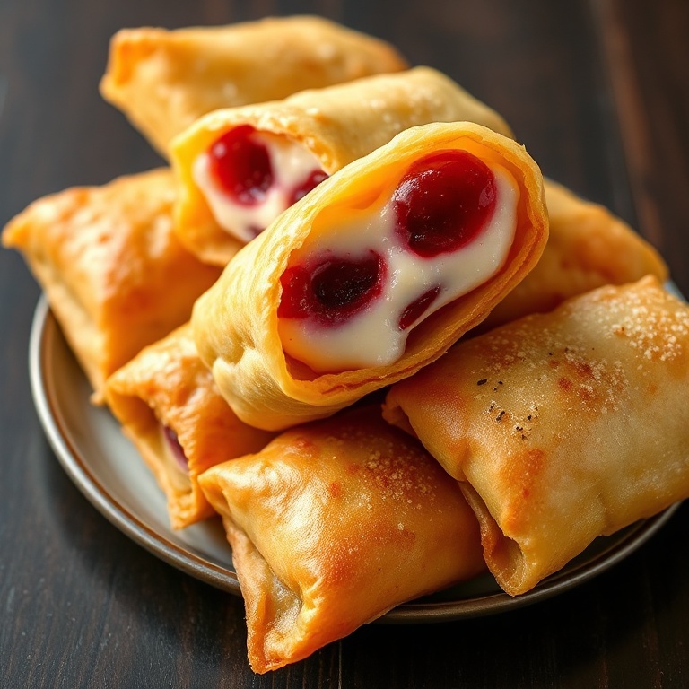 Crispy Air Fryer Cherry Cheesecake Egg Rolls