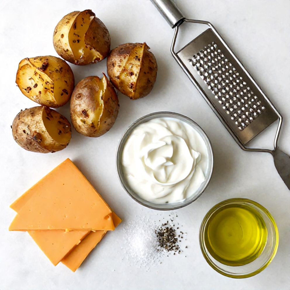 Raw ingredients for crispy baked potato skins