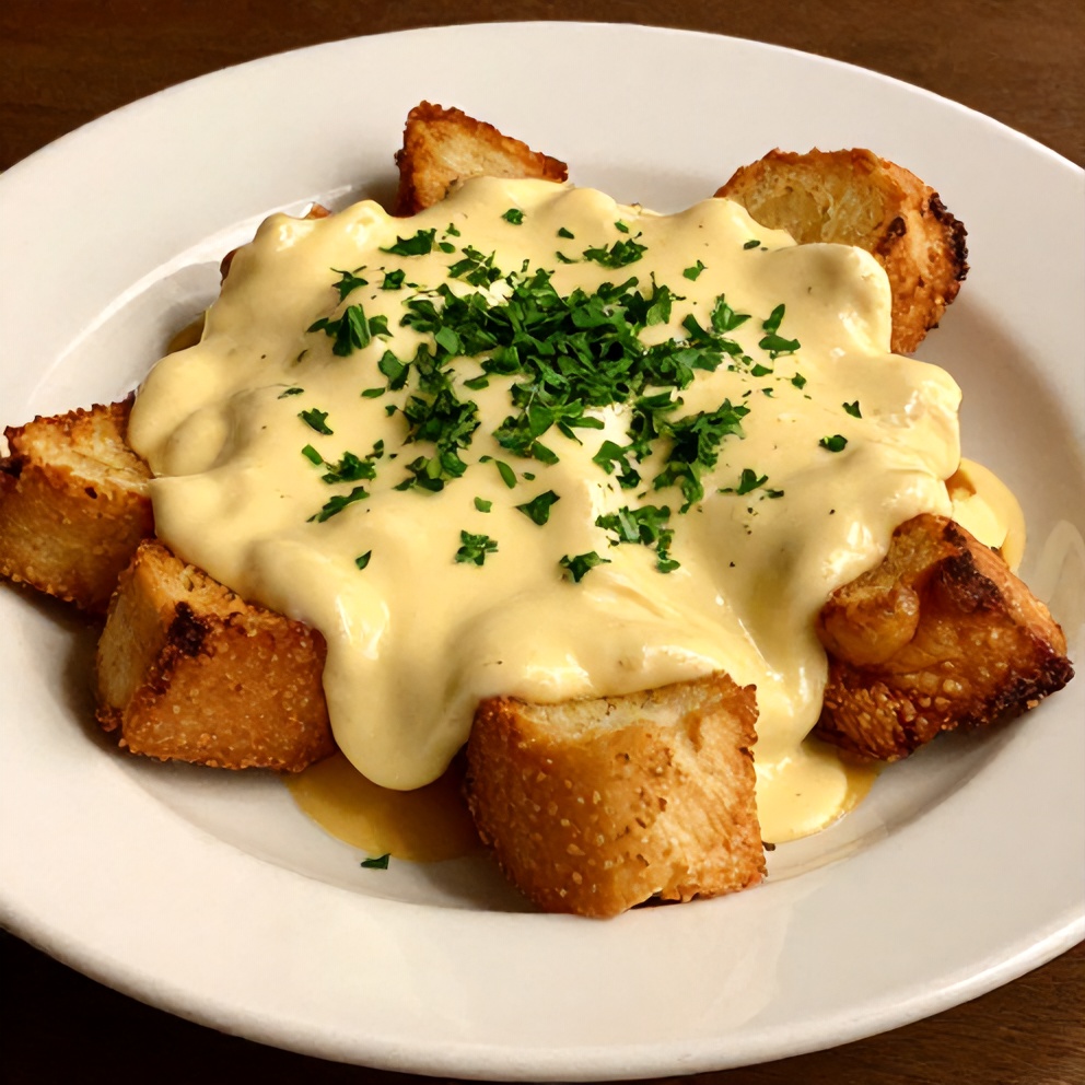 Perfect plated serving of Crispy Cheesy Sloppy Joe Garlic Bread. Topped with fresh parsley. White plate. Warm side lighting showing texture. Photorealistic food photography.