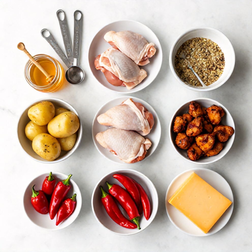 Raw Ingredients for Crispy Chipotle Honey Chicken Thighs