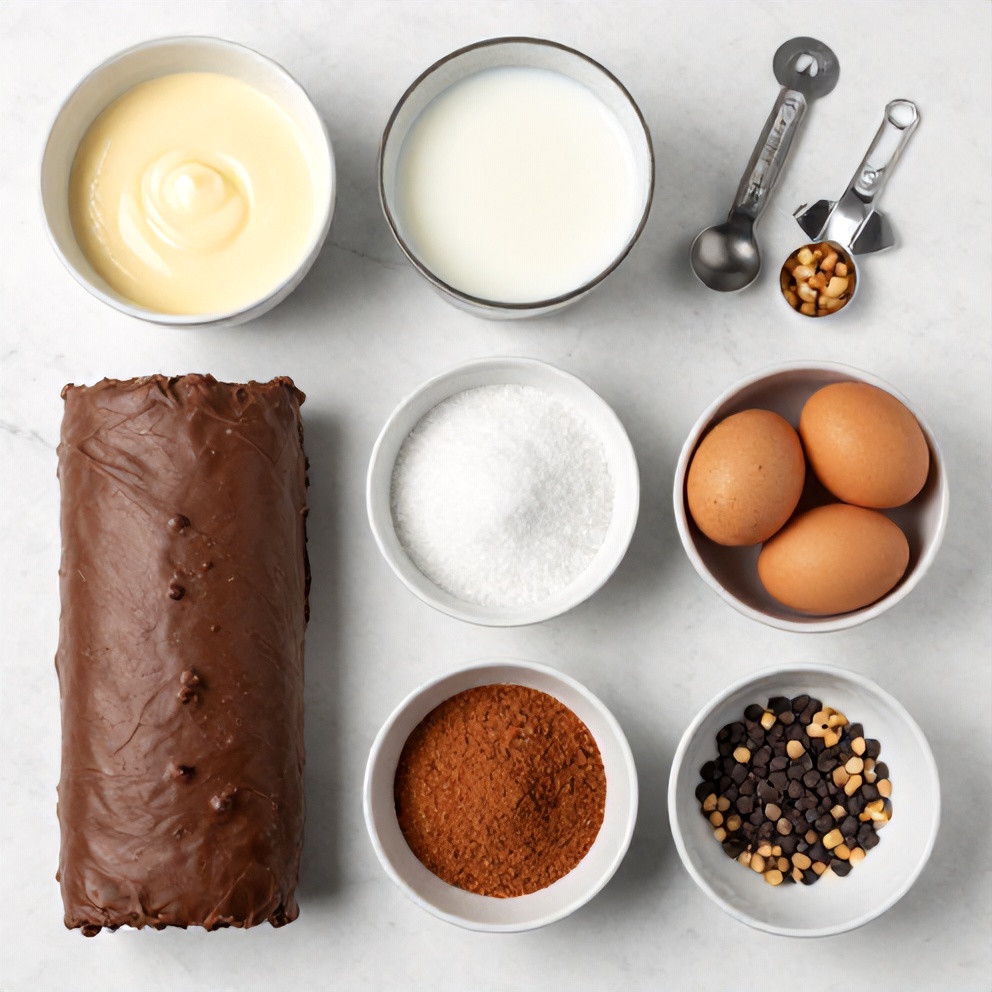 Raw ingredients for chocolate rolls