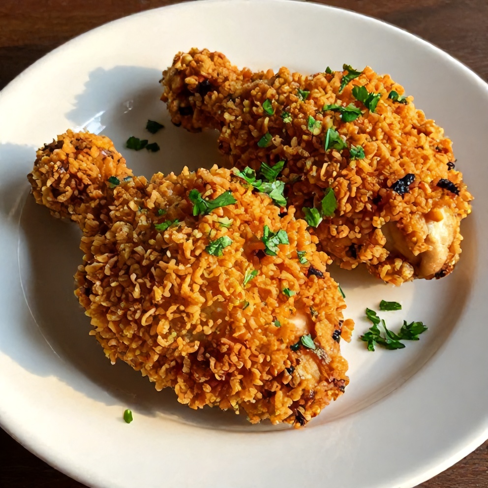 Plated Crispy Dill Pickle Parmesan Chicken with melted Parmesan