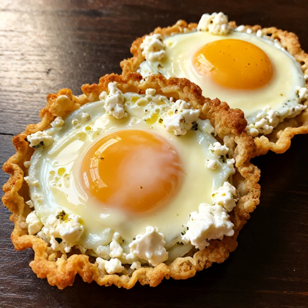 crispy feta fried eggs