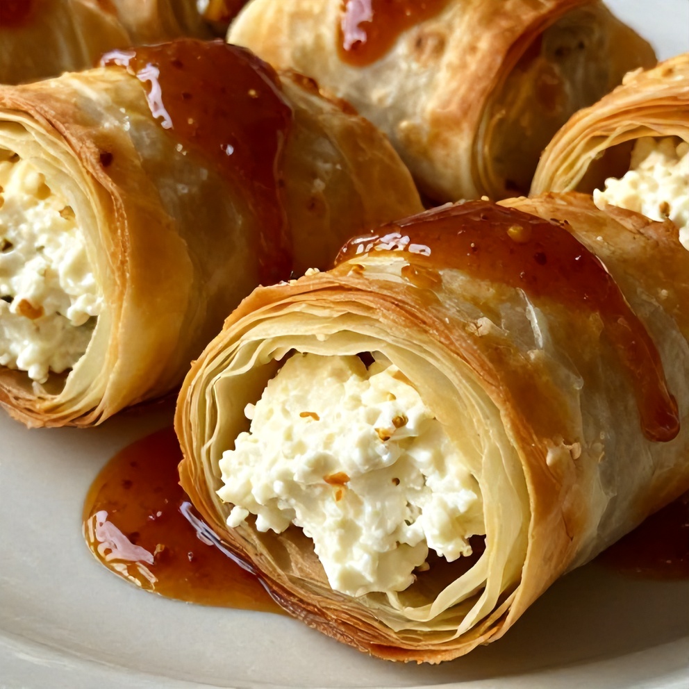 crispy feta phyllo rolls