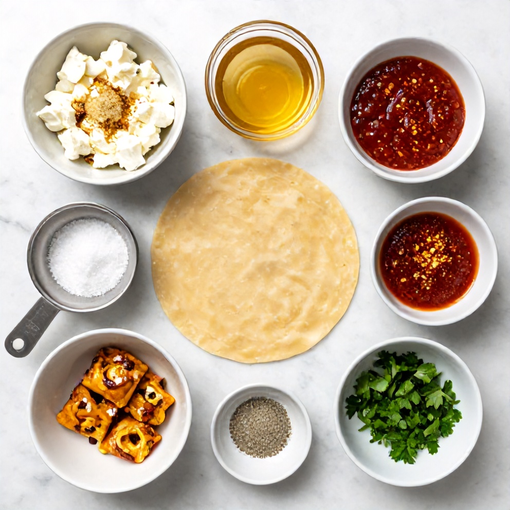 Raw ingredients for Crispy Feta Phyllo Rolls