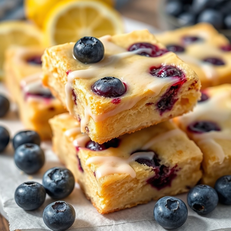 Crispy Lemon Blueberry Shortbread Bars