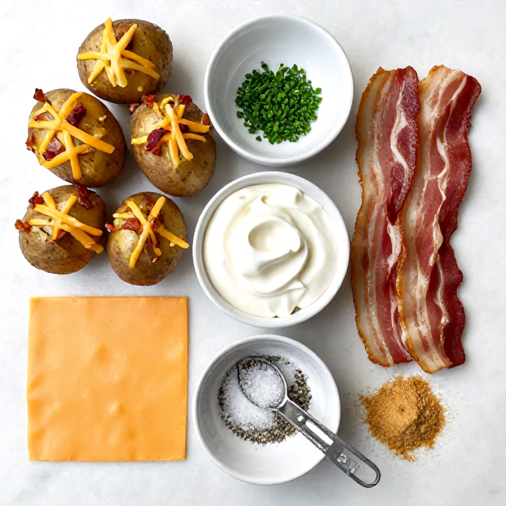 Raw Ingredients for Crispy Loaded Baked Potatoes