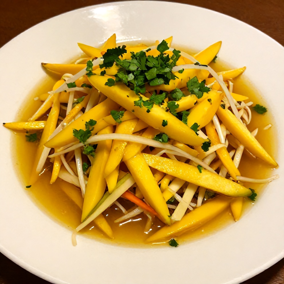 Plated Mango Slaw with Lime and Honey Dressing