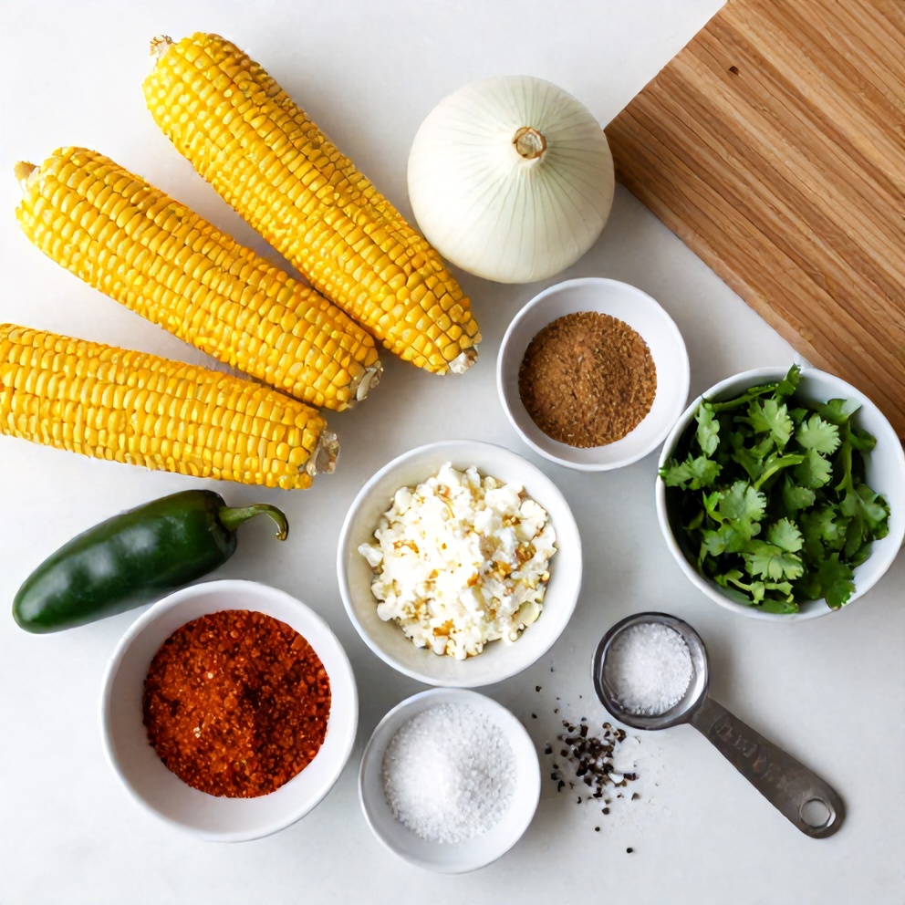 Raw ingredients for Mexican Street Corn Fritters