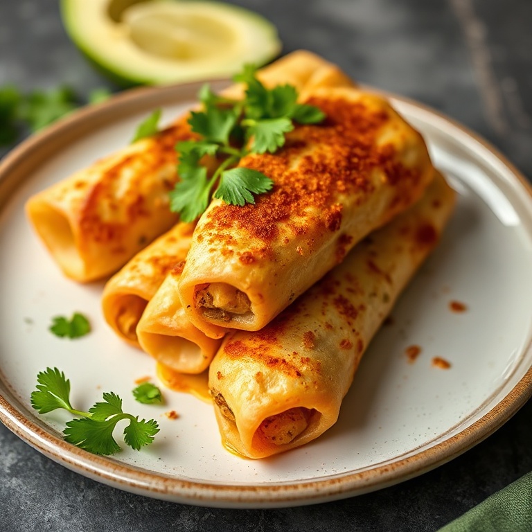 Crispy Oven-Baked Chicken Taquitos