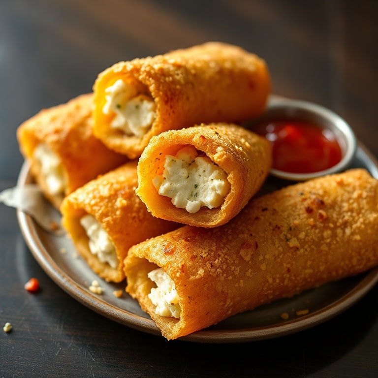 Crispy Oven Fried Feta Rolls