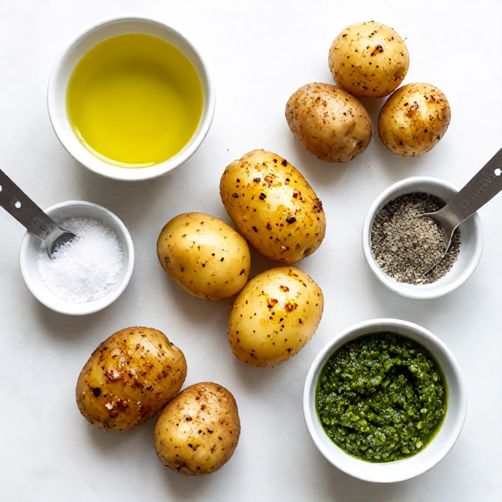 Ingredients for Crispy Parmesan Pesto Roasted Potatoes