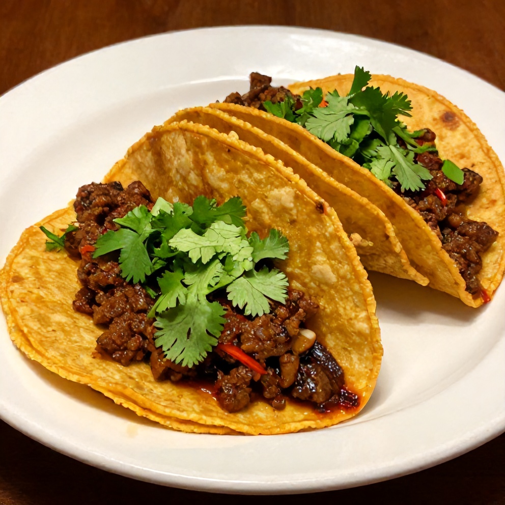 Plated Pot Birria Tacos with crispy tortillas and fresh cilantro