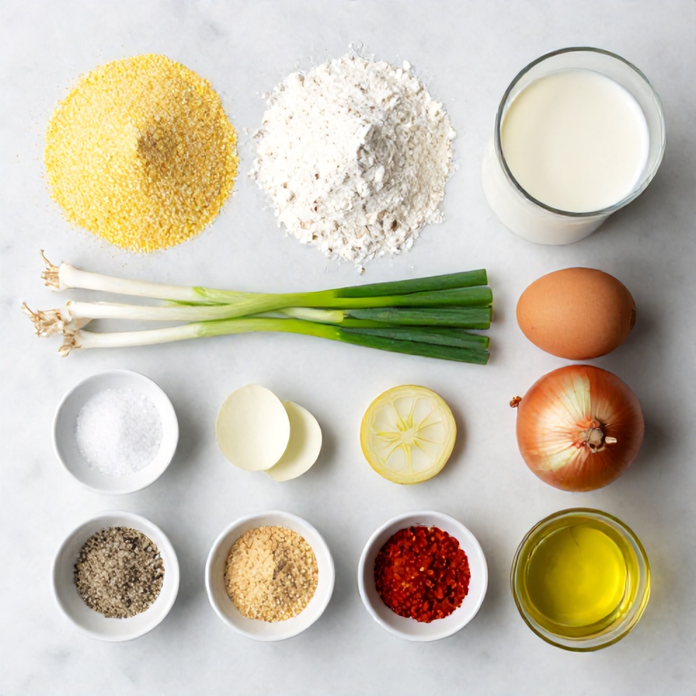 Hushpuppy ingredients on a marble surface