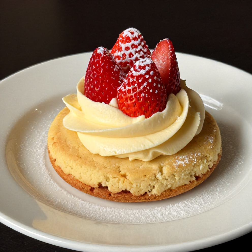 Plated Strawberry Cheesecake Cookies with Cream Cheese Frosting