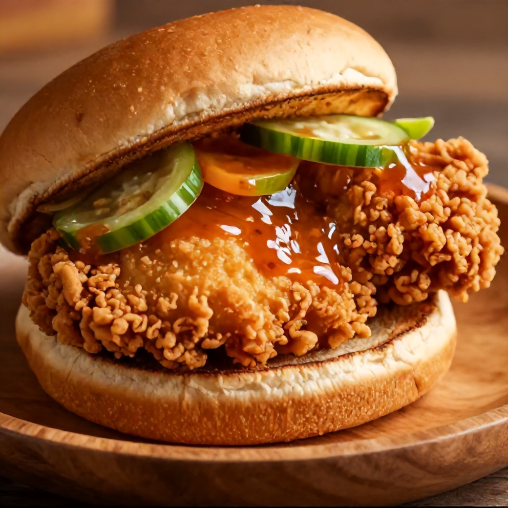 Crispy Thai Fried Chicken Sandwich close-up