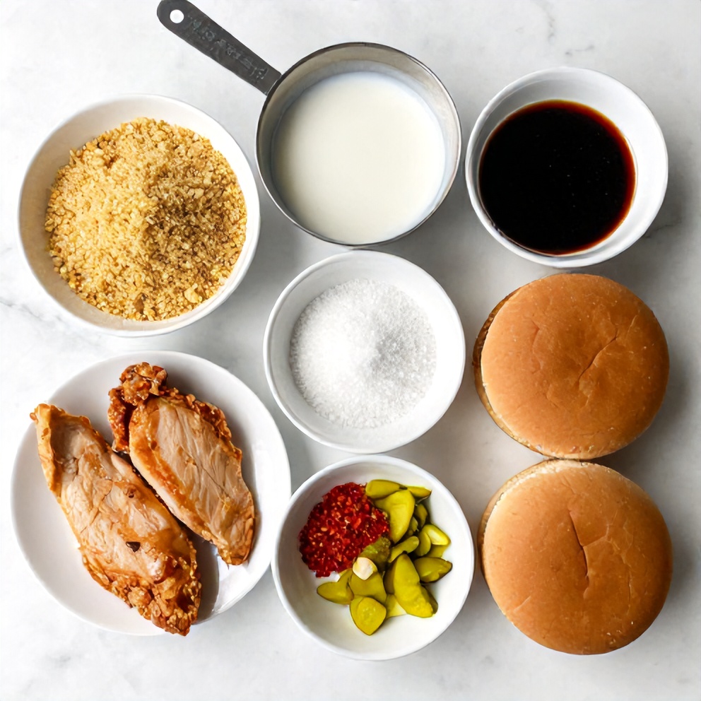 Raw ingredients for Thai Fried Chicken Sandwich