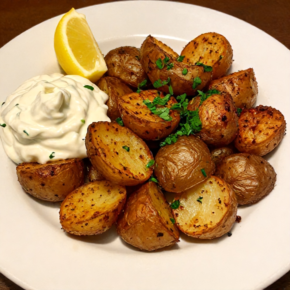 Crispy Za’atar Smashed Potatoes with Creamy Tahini Yogurt