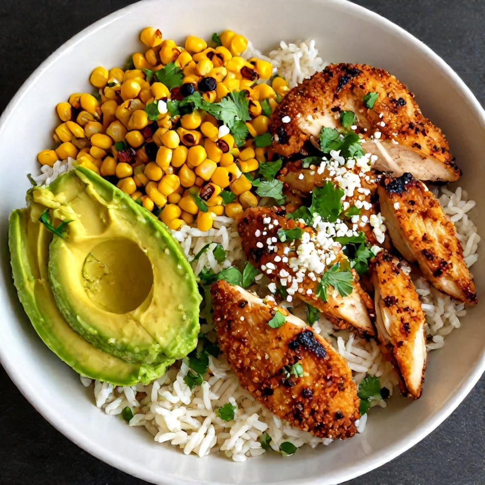 Easy 30-Minute Street Corn Chicken Rice Bowl