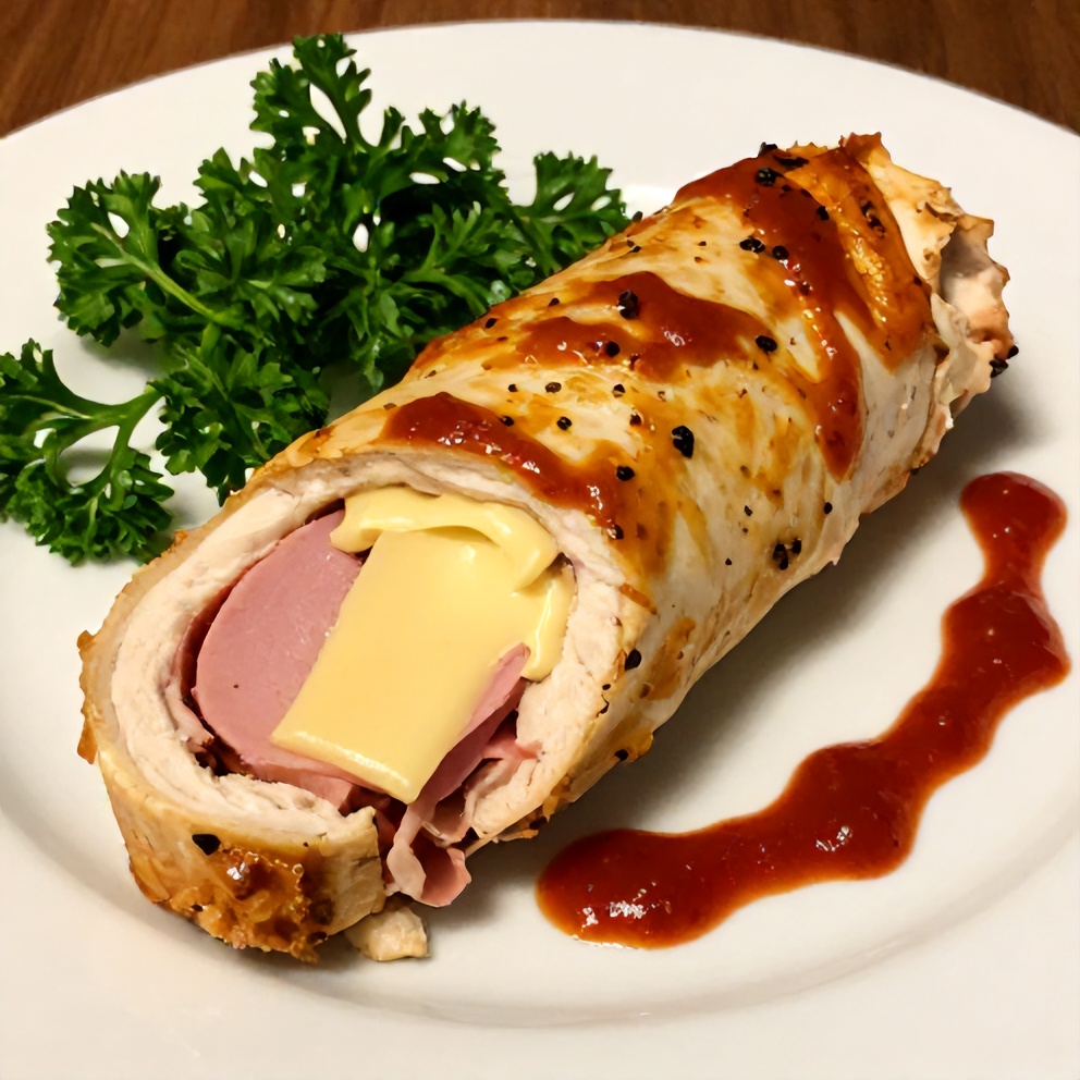 Plated Chicken Roll Ups with Side of Salad