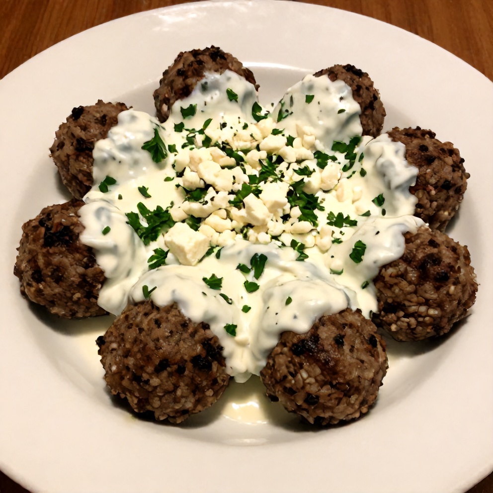 Greek Lentil Meatballs with Tzatziki Sauce