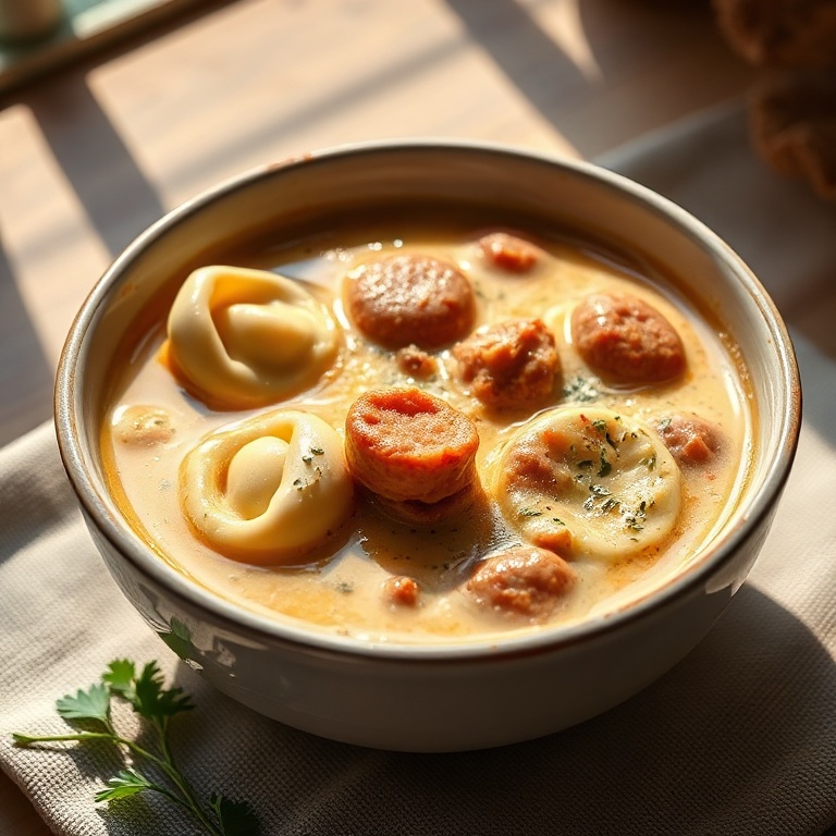 Easy Beef Sausage Tortellini Soup