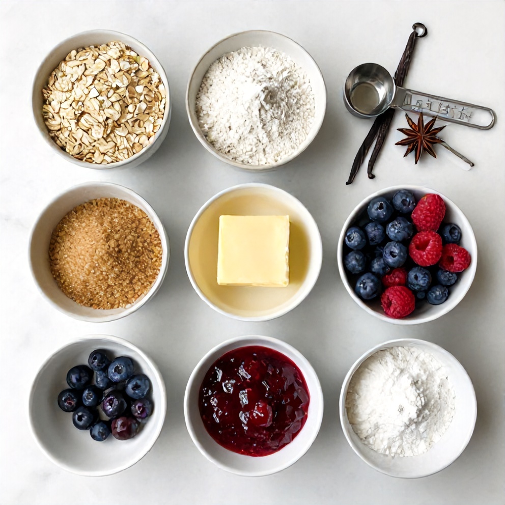 Raw Ingredients for Easy Berry Oat Bars
