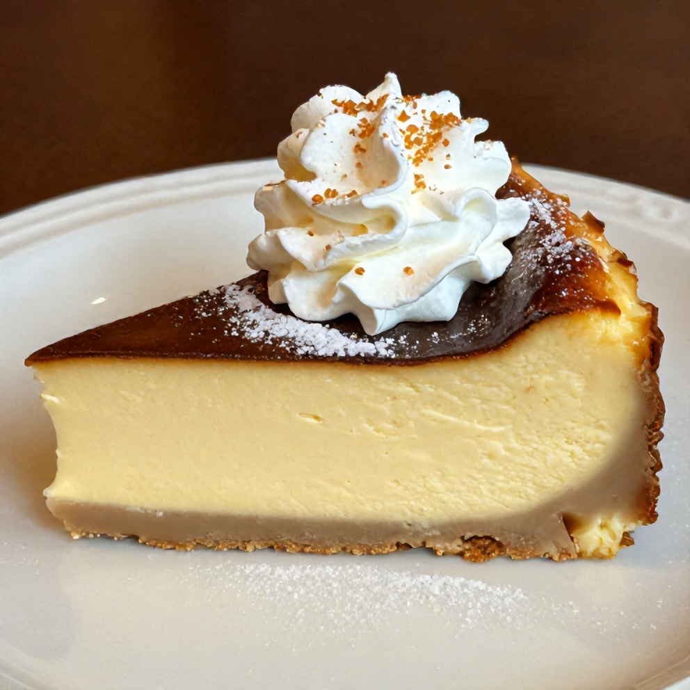 Sliced Burnt Basque Cheesecake with creamy texture