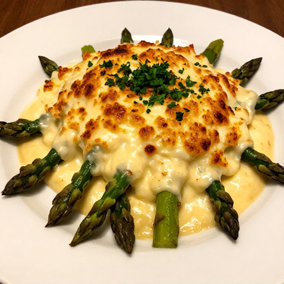 Plated Asparagus Casserole with Fresh Parsley