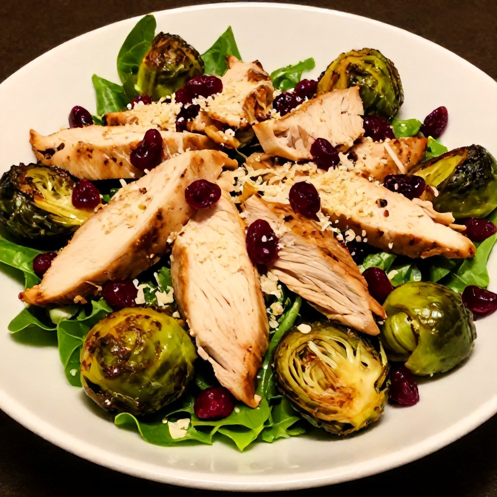 Chicken Brussels Sprout Salad with Cranberries and Parmesan
