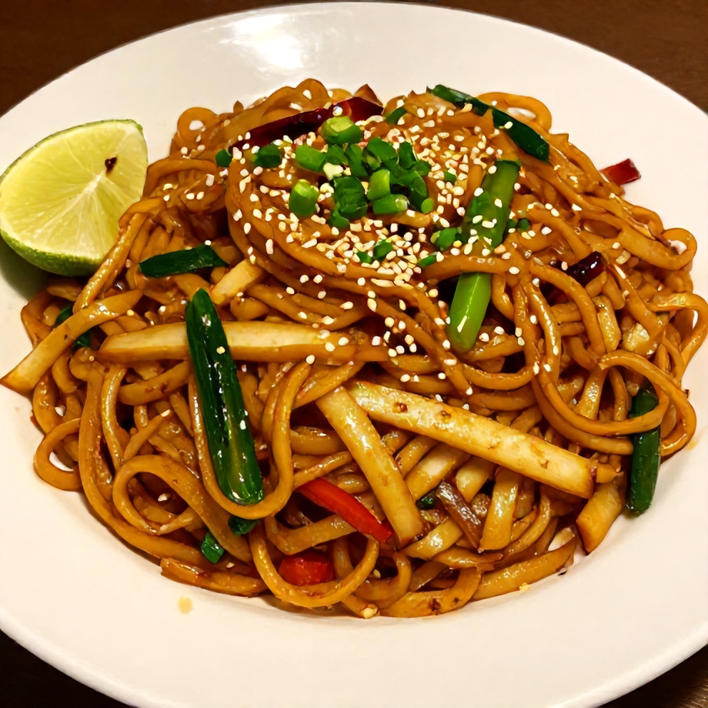 Plated serving of Easy Chinese Chow Mein