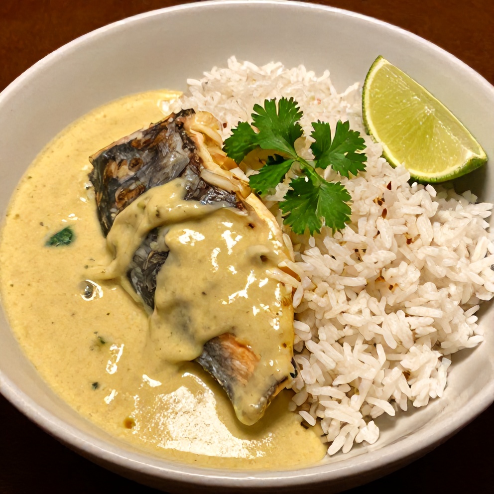 Coconut Lime Fish Curry with Jasmine Rice