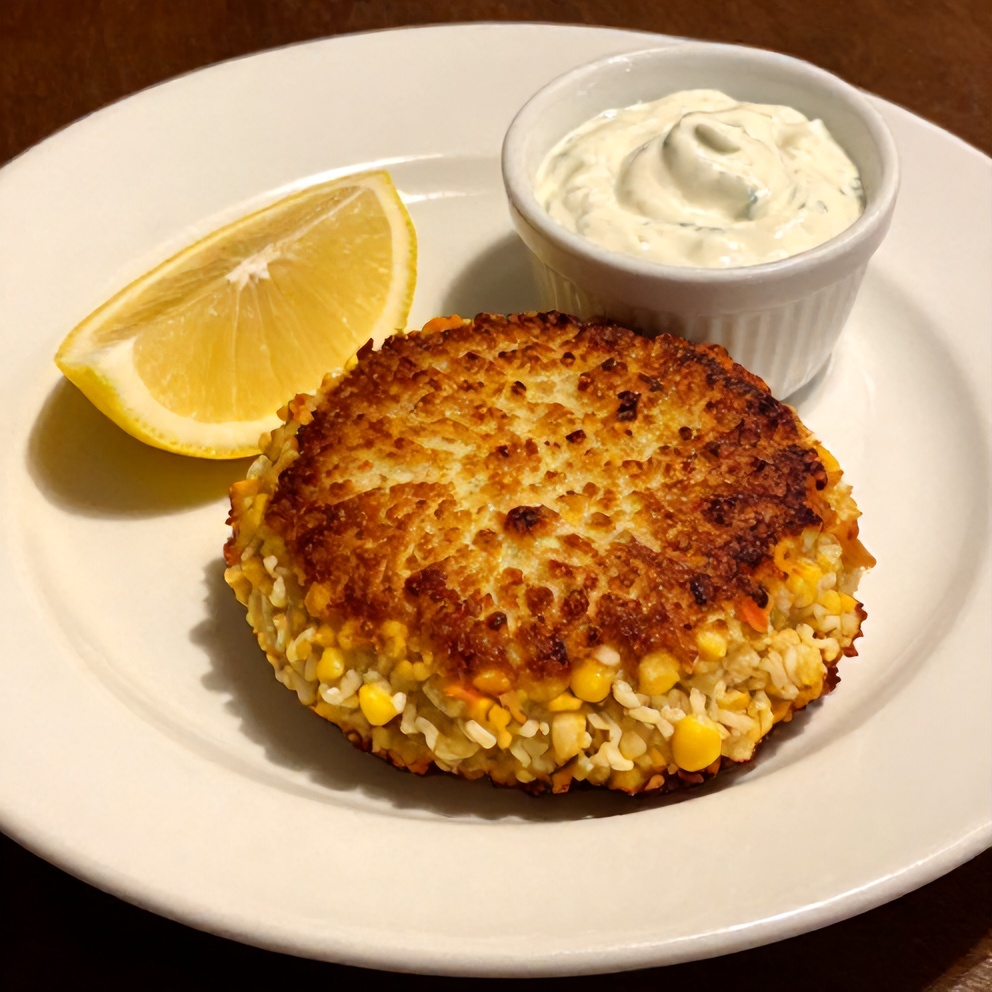 Plated Crab Cakes with Cornbread Stuffing