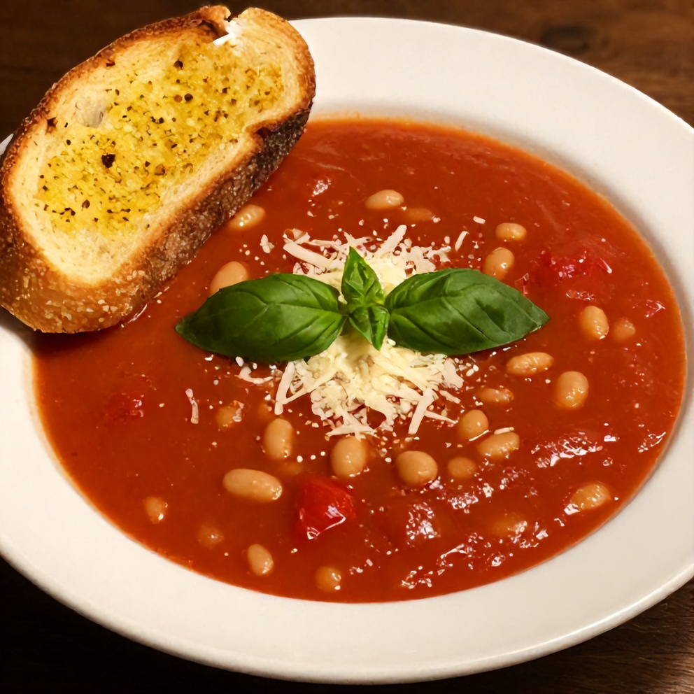 Tomato and White Bean Soup with Garlic Toast