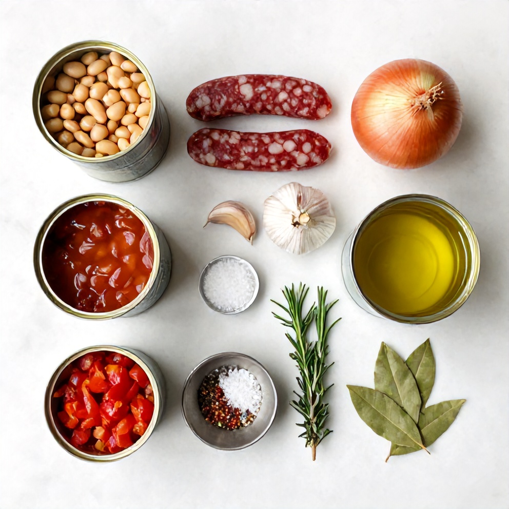 Raw Ingredients for Tuscan White Bean Soup