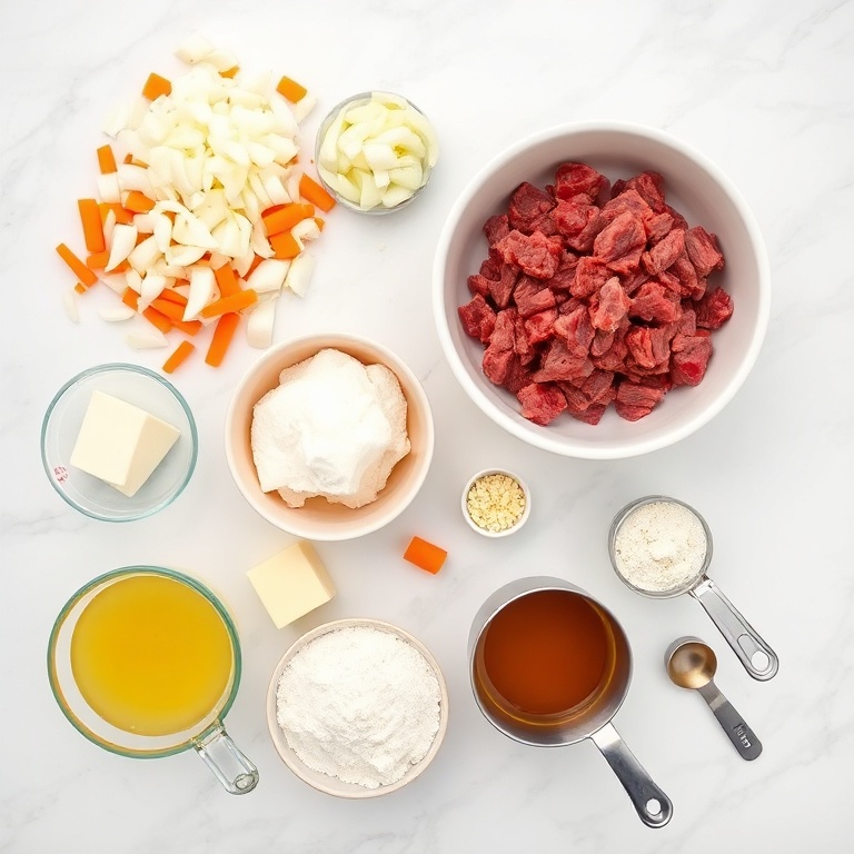 Ingredients for Easy Crispy Beef Meat Pies