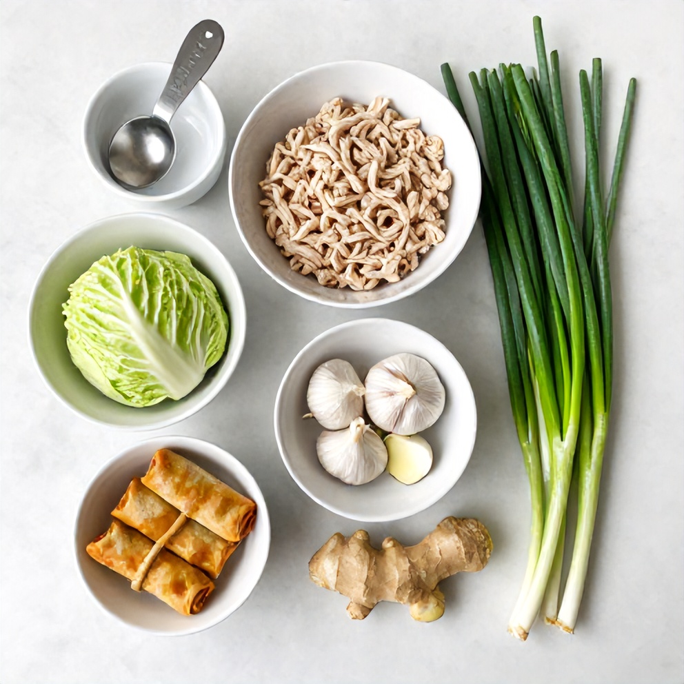 Raw Ingredients for Egg Roll in a Bowl