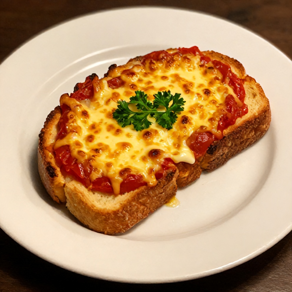 Plated Tomato Cottage Cheese Toast with fresh parsley